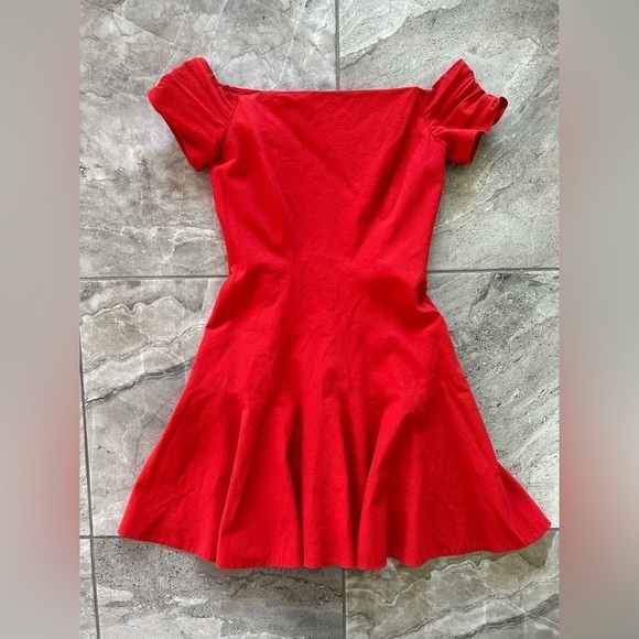 Lela Rose Dramatic Fit and Flare Short Dress Off Shoulder Ruched Sleeve Sz 6 - Picture 1 of 11